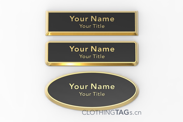 Gold plated name tags | Gold metal name badges | ClothingTAGs.cn