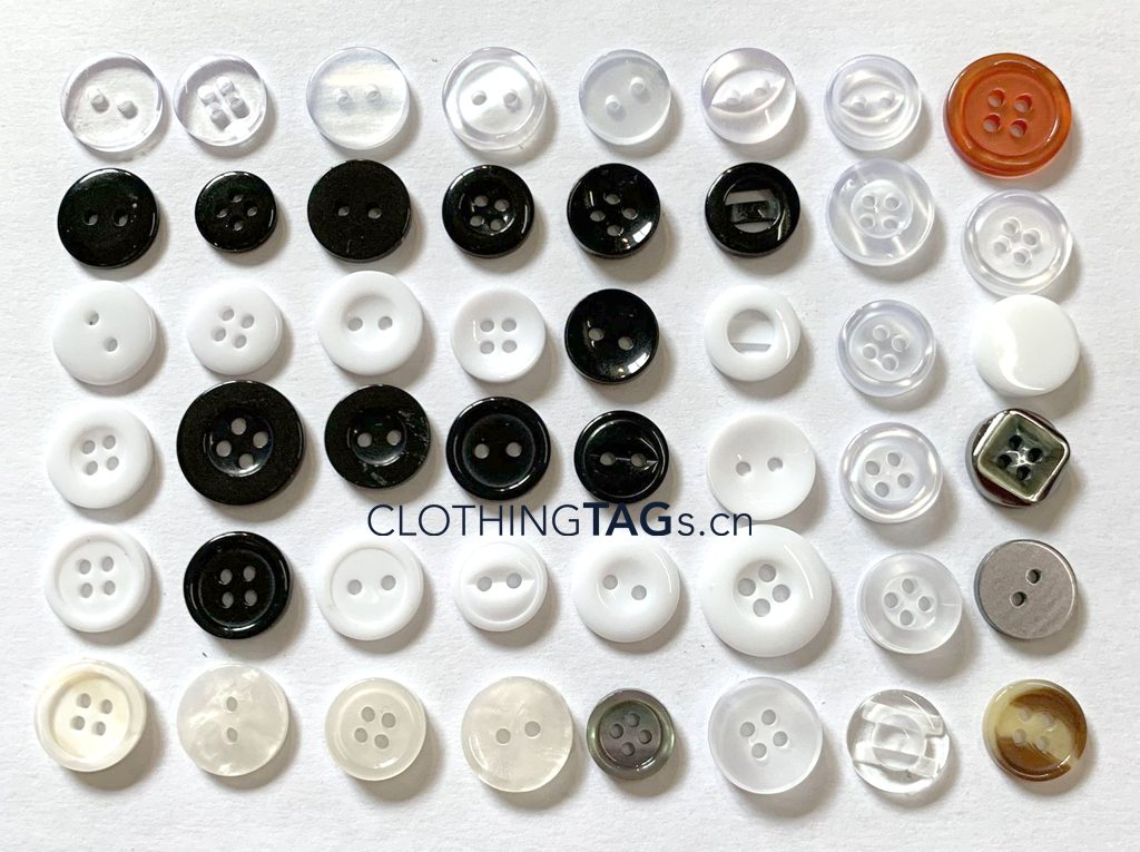 White-black-transparent-and-pearl-resin-shirt-buttons
