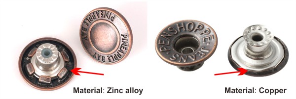 Zinc alloy VS Copper jeans buttons
