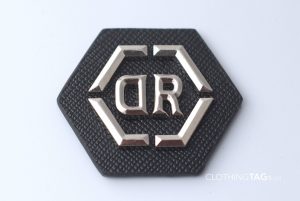 leather patch metal label