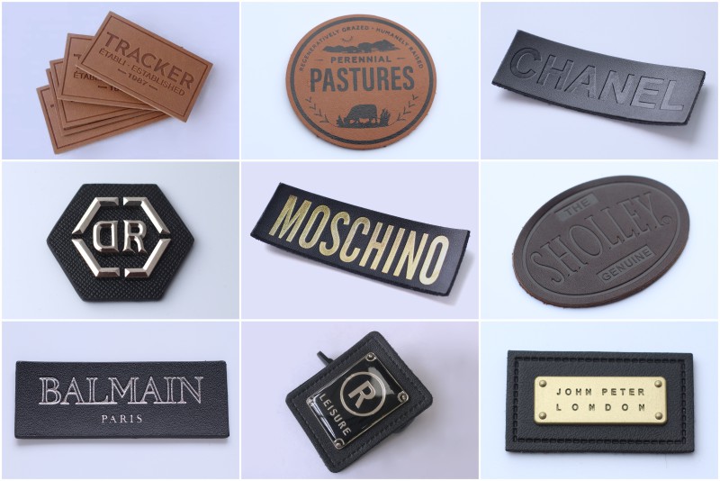 embossed leather labels patches