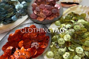 Dyed mother of pearl buttons