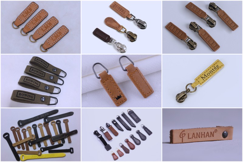 Custom leather zipper pulls for brands