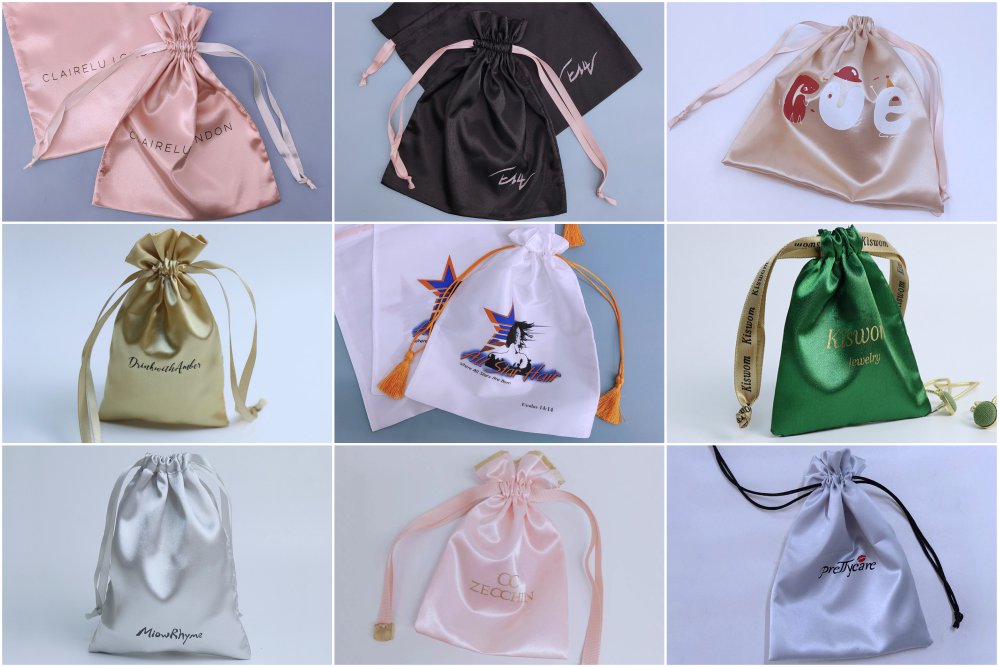 Custom Satin Bags With Logo | Silk Drawstring Pouch | ClothingTAGs.cn